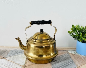 Vintage Brass Kettle | Antique Brass Tea Pot | Brass Home Decor | Tea Kettle Tea Pot