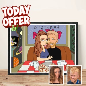 Día de San Valentín, postal de San Valentín, foto de pareja, pintura de pareja, caricatura de pareja, retrato de dibujos animados personalizado, comisión de retrato