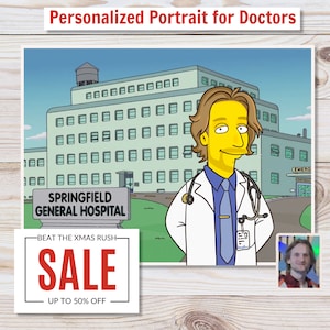 Custom Doctor Simpsons Portrait From Photo, Personalized Doctor Cartoon Gift, Doctor Caricature from Photo, Doctor Portrait, unique gift