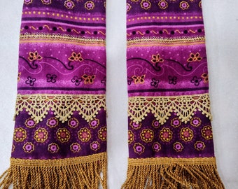 Lent or Advent Minister's Stole in royal purple with gold highlights