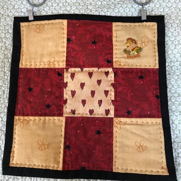 Hand quilted mini wall hanging/pin display