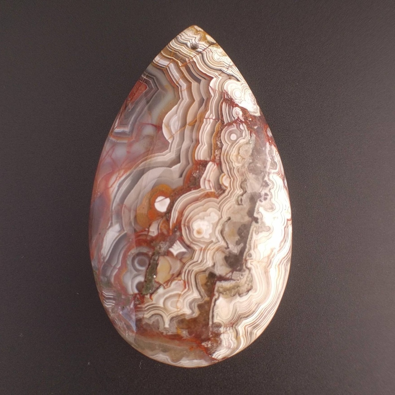 - Handmade Gold Tone Jewelers Brass Chain included Red Crazy Lace Agate Natural Stone not plated