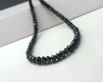 Diamond Beads Black Diamond Beads Diamond Strand 11.5ct Genuine Diamond Gemstone AAA Black Faceted Beads 6" Strand  DI9D1F0002