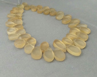 Beige Citrine Beads 61ct Matte Citrine Beads Citrine Briolett Pear Briolette Drop Beads Natural Citrine Full 7" Strand  CT2D0F0001