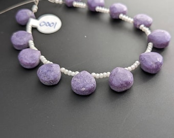 60ct Matte Charoite Beads Heart Briolettes Charoite Powder Finish Briolettes Beads Charoite Gemstone Beads Purple 7" Strand CH4V6A0001