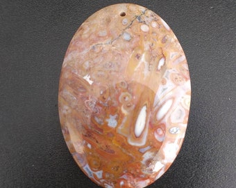 40mm Palm Root Agate Bead Pendant Cabochon 45ct Petrified Palm Root Pendant Gemstone Cabochon Bead Pendant  AGXP0A0002