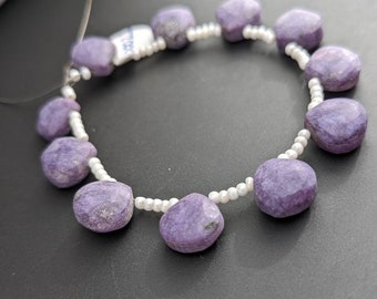 52ct Matte Charoite Beads Heart Briolettes Charoite Powder Finish Briolettes Beads Charoite Gemstone Beads Purple 6" Strand CH4V6A0002