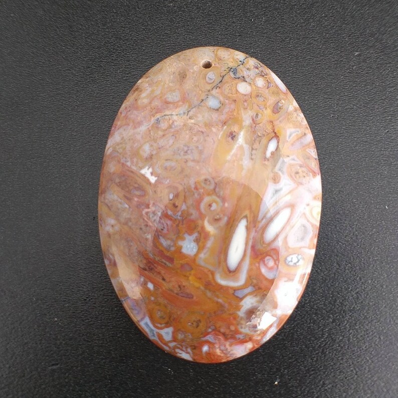 40mm Palm Root Agate Bead Pendant Cabochon 45ct Petrified Palm Root Pendant Gemstone Cabochon Bead Pendant AGXP0A0002 image 7