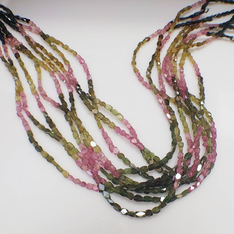 Tourmaline Beads AAA Quality Pink Tourmaline Gemstone Beads Faceted Loose Tourmaline Multi Tourmaline Beads 14 Strand TMXD4F0001 image 7