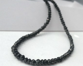 Diamond Beads 10ct Genuine Diamond AAA Black Faceted Beads 8.5" Strand  DI9D1F0001