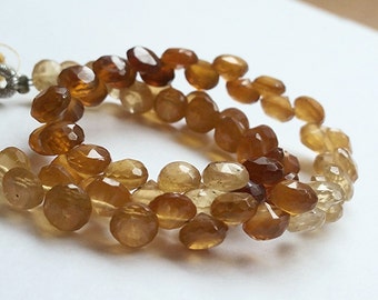 Hessonite Beads Garnet Beads AA Hessonite Garnet Briolettes Faceted Onion Briolette Beads Faceted Beads Full 8" Strand  GR8V6F0002