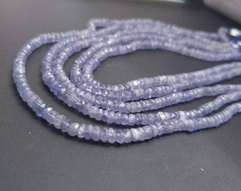 53ct Genuine Tanzanite AA Tanzanite Faceted Button 3.5mm Rondelle Tanzanite Wheel Beads Full 14" Strand Free Ship TN4D1F0001