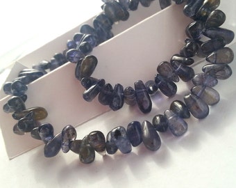 Iolite Beads Iolite Drop Beads Iolite Nugget Briolette Loose Iolite Gemstone Drops Blue Full 14" Strand