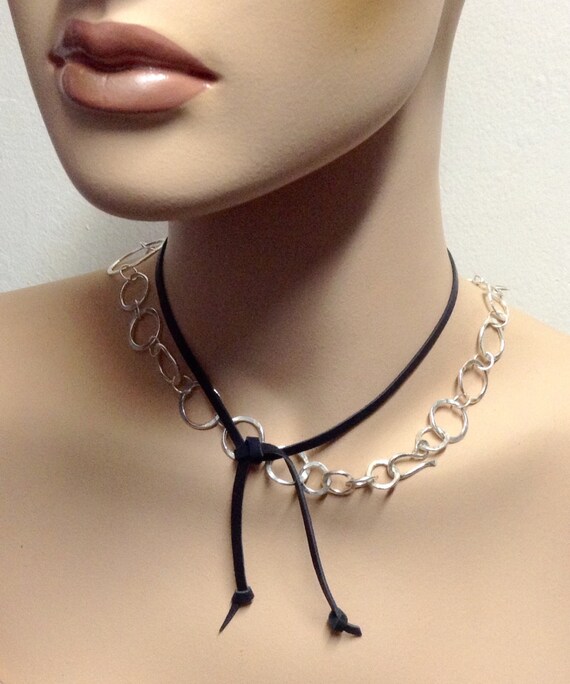Items similar to Joan Jett Style Leather Choker Necklace, Rocker