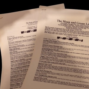 1996 PC Moan and Groan List Vintage Computing PC Literature