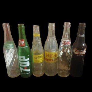 Six Pack of Vintage ACL Soda Bottles Return for Deposit Bottles Great Condition