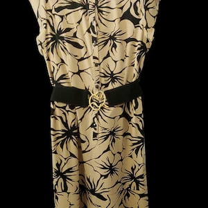 Vintage Talbots Petite Size 12 Black Gold Floral Print Dress 1990s