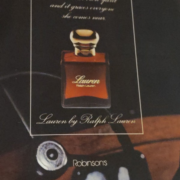 1980's Lauren Perfume by Ralph Lauren Magazine Print Ad