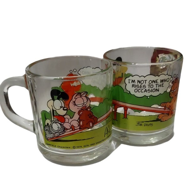 1970's McDonald's Collector Glass Mugs Garfield Set of Two