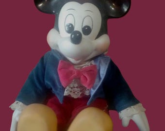 Wind Up Porcelain Mickey Mouse Musical Doll in Original Box