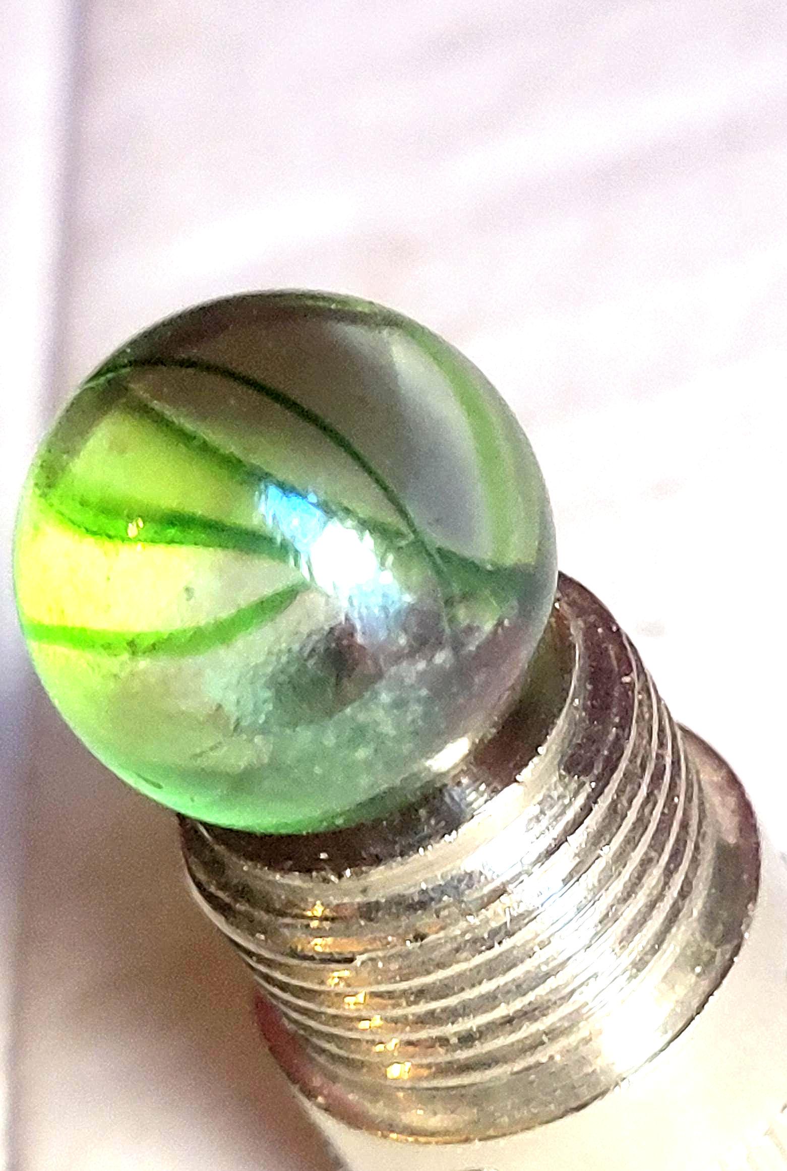 Grande Bille En Verre Lauscha, Swirl, Vintage, XXL 4,3 Cm, Fait Main D'avant 1945