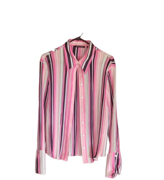 Y2k Violet and Claire Sheer Striped Blouse XL