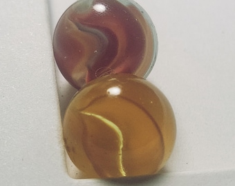 Two Vintage Hybrid  Cateye Marbles 9/16in.