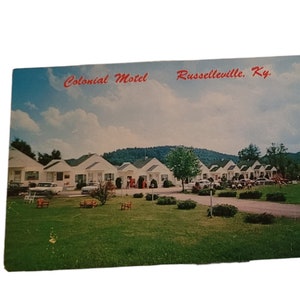 Vintage RPPC Postcard 1950&#39;s Russelleville KY Room Rates on Card 5, 6, 8 dollars per night