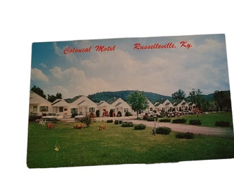 Vintage RPPC Postcard 1950's Russelleville KY Room Rates on Card 5, 6, 8 dollars per night