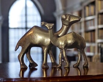 Pair of Mid Century Modern Solid Brass Camels