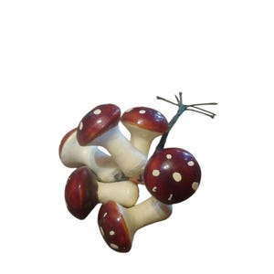 Mini Toadstools on Wire: Brown - 10pc Mini Toadstools on Wire: Brown - 10pc