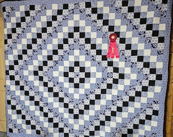 Hand Quilted Queen Size Quilt - Trip Around the World Design
