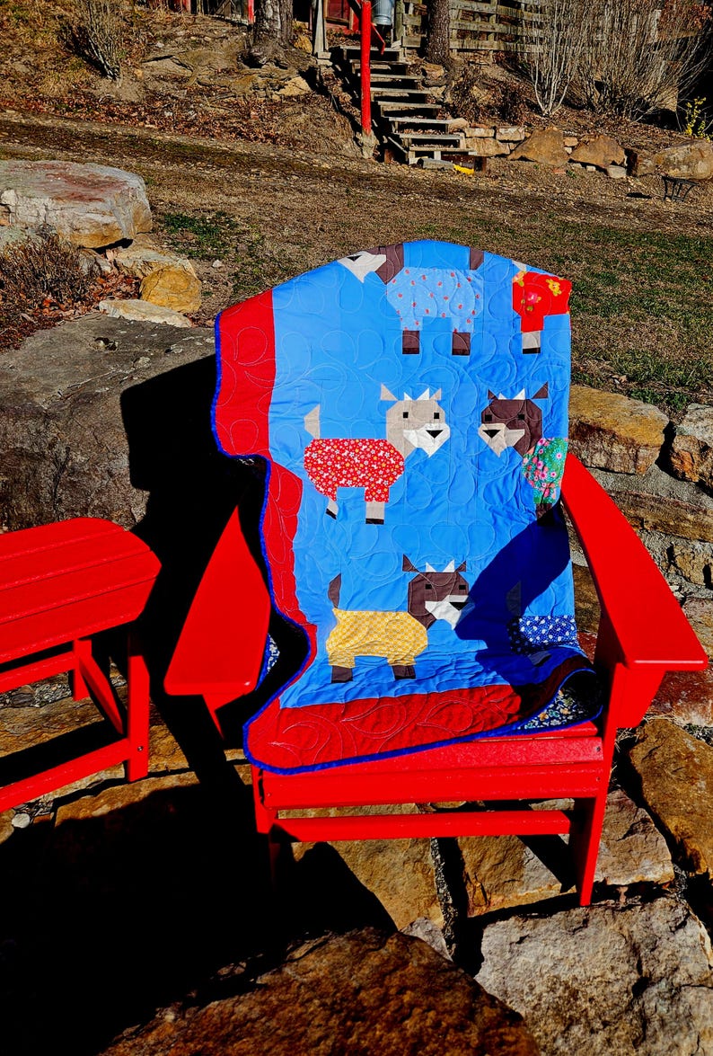 Goats in Pajamas Quilt - Handmade Throw Quilt (55x60 inches) image 7