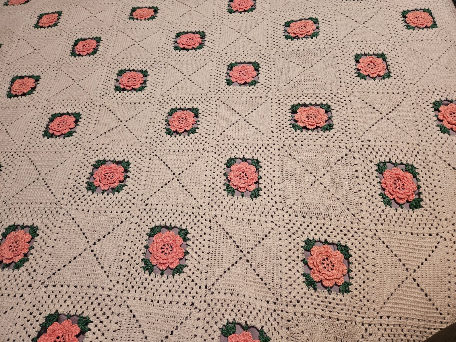 Antique Crocheted Bedspread - Etsy