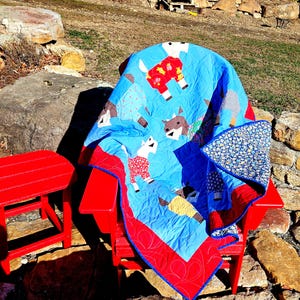 Goats in Pajamas Quilt - Handmade Throw Quilt (55x60 inches) image 2