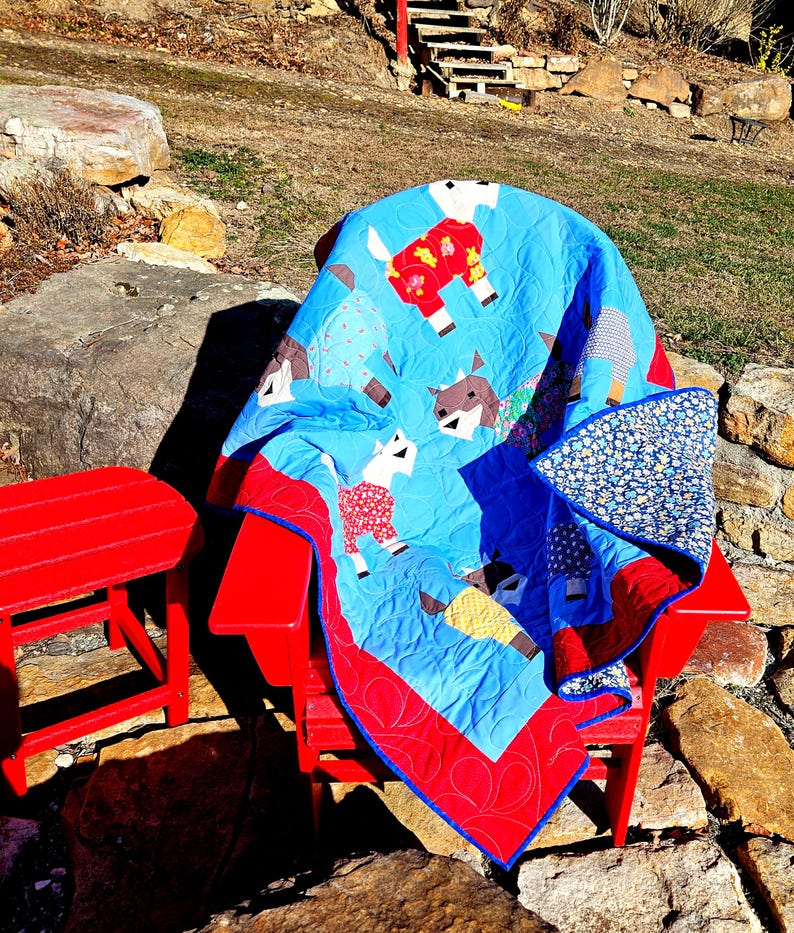 Goats in Pajamas Quilt - Handmade Throw Quilt (55x60 inches) image 2