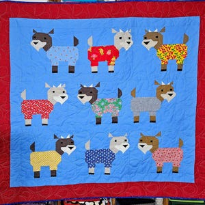 Goats in Pajamas Quilt - Handmade Throw Quilt (55x60 inches) image 1