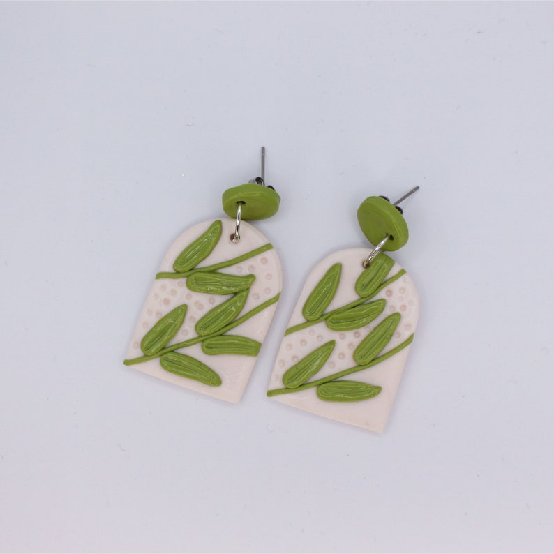 Orecchini pendenti con foglie en argilla polimerica, Fimo fatti a mano Stile natura Leggeri image 8