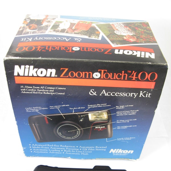 Vintage Nikon Zoom Touch 400 Outfit 35 mm Film Camera  Strap, IOB Manual +