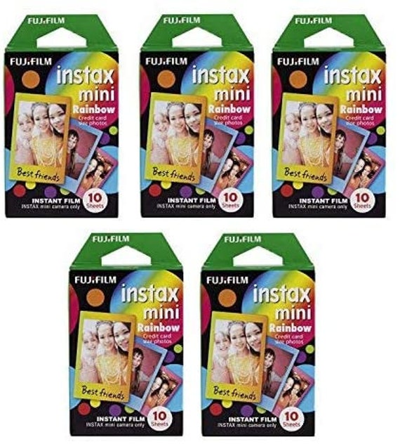  Fujifilm Instax Mini Instant Film, 10 Sheets×5 Pack(Total 50  Shoots) : Electronics