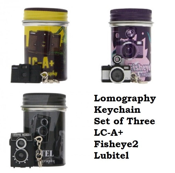 Set of original 3 Lomography Camera Key chain Cameras in unique canisters Keychains 20% Lomography Key Chain RARE - Dollhouse Miniatures