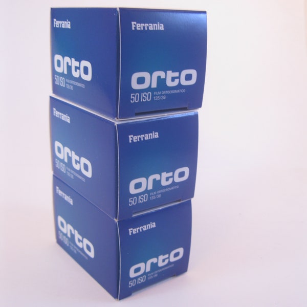 Three Rolls NEW Ferrania ORTO 50 Black & White Film 35 mm x 36 Exposure
