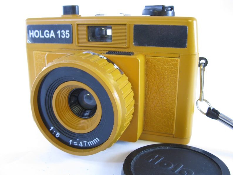 Vintage Holga Butterscotch Camera 35mm Film Holga 135 with strap and cap image 1