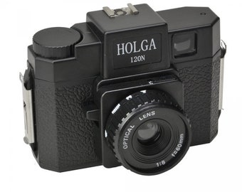 Holga 120N Medium Format Film Camera (Black) with Inserts, Strap, Lens Cap NIB