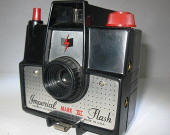 Vintage Imperial Flash Mark XII Camera Black for 620 Film with Black Wrist Strap