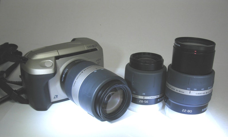 Minty Minolta Vectis S-1 SLR APS Film Camera Outfit with Three Vectis V Lenses and APS Film