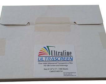 Waterproof Transparency Film for Screen Printing: 8.5" x 11", 100 Sheets