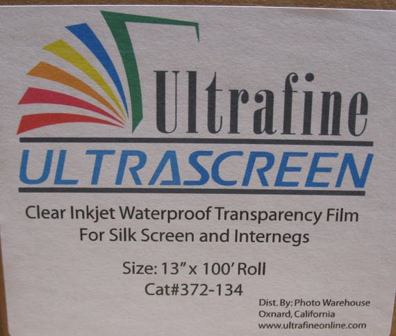 Ultrafine Ultrascreen Inkjet Waterproof Clear Transparency Film for Screen  Printing 13 X 100 Feet Roll 