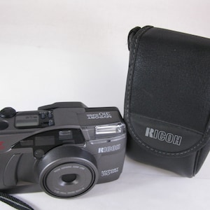 Vintage Ricoh MYPORT Super Zoom (310 Super) Aspheric Zoom Lens 38~115 Ricoh Optics Panoramic 35 mm Camera Case, and Strap