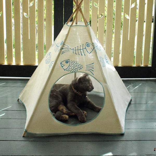 Cat Bed - Cat Teepee - Cat Tent - Sky Blue Kiteepee